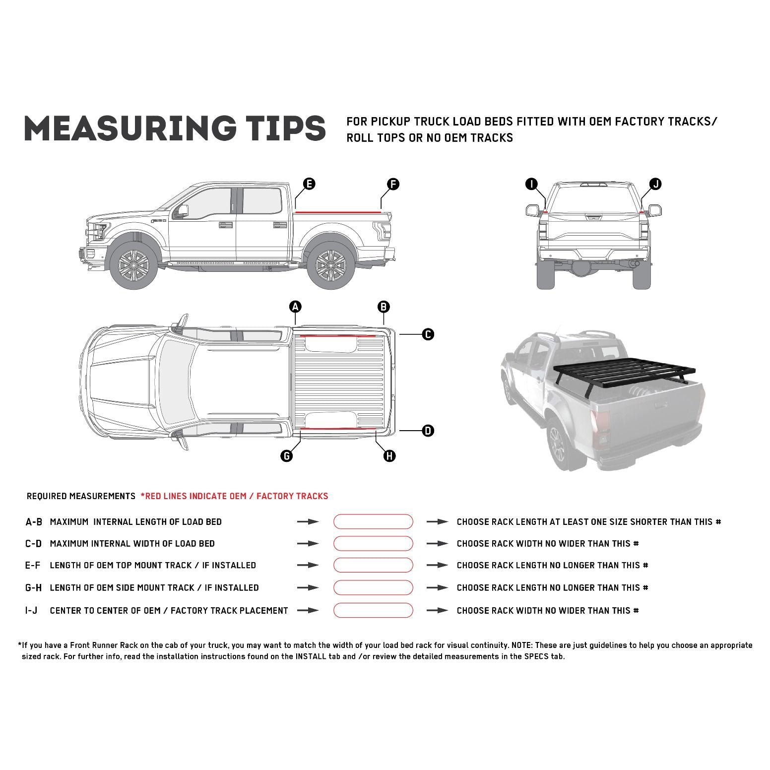 Front Runner Slimline II Load Bed Rack Kit / 1165(W) x 1358(L) for Pickup Truck